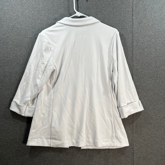 GRAVER Susan Graver LK Fusion 3/4 Sly Cutaway Hem Blazer White Size Medium - Picture 2 of 11